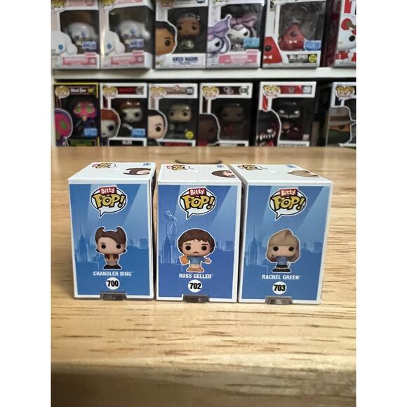3 BITTY Friends 80s Hair 1" Funko Pops Ross Geller Rachel Green Chandler Bing TV - Picture 2 of 6